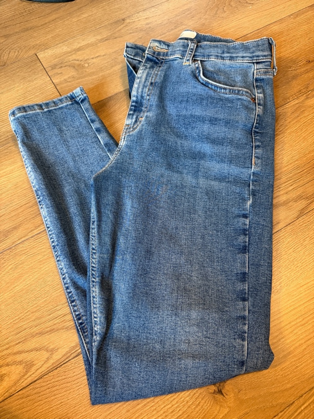 Topshop Straight-Leg Women's Blue Denim Jeans